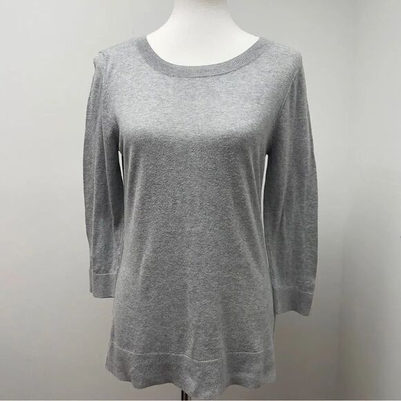 Halogen gray women’s pullover crewneck sweater 3/4 sleeves. Size large grey - Picture 7 of 9